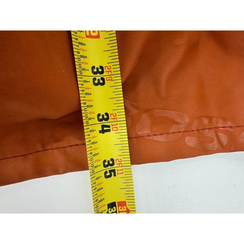 Vintage BOSS Anorak Jacket Mens XXL Orange Navy Blue Logo Print Windbreaker Hood